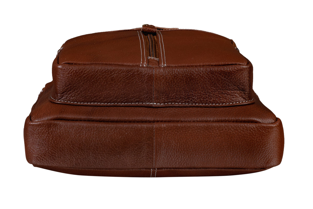 BRAND LEATHER Men's Genuine Leather Sling Chest Bag Casual Shoulder Daypack's