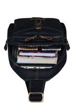 BRAND LEATHER Men's Genuine Leather Sling Chest Bag Casual Shoulder Daypack's