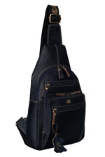 BRAND LEATHER Men's Genuine Leather Sling Chest Bag Casual Shoulder Daypack's