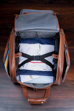 Genuine Leather Underseat Carry-On Rolling Travel Luggage Bags