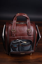 Genuine Leather Underseat Carry-On Rolling Travel Luggage Bags