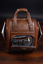 Genuine Leather Underseat Carry-On Rolling Travel Luggage Bags