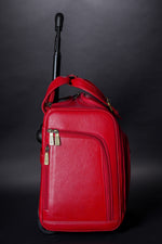 Genuine Leather Underseat Carry-On Rolling Travel Luggage Bags
