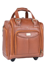 Genuine Leather Underseat Carry-On Rolling Travel Luggage Bags