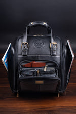 Genuine Leather Underseat Carry-On Rolling Travel Luggage Bags
