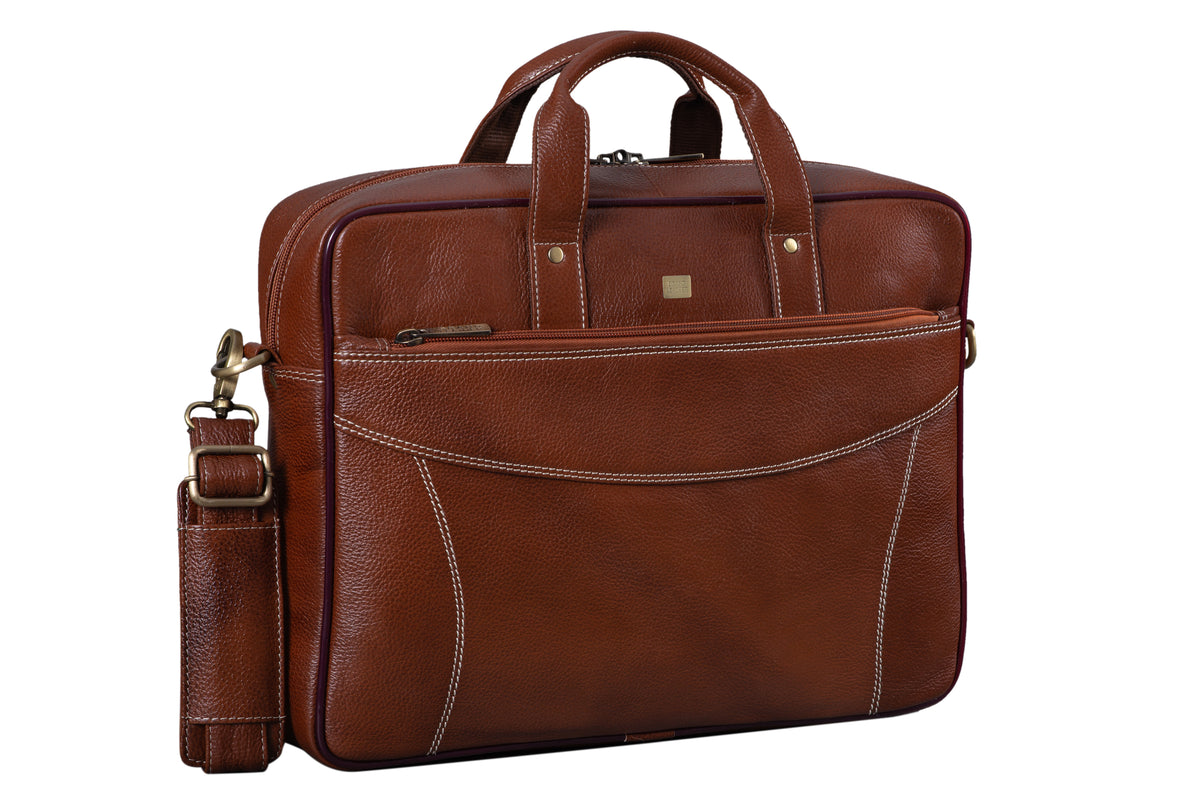 BRAND LEATHER Genuine Leather Laptop Bag for Men/Office Bag for Men |Fits 14|15.6|16 Inch Laptop Bag/MacBook |Leather Bag for Men with Shoulder Straps|Crossbody Laptop Messenger Bag for Men