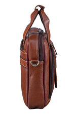 BRAND LEATHER Laptop Bag for Men - Genuine Leather Messenger Bag for Office - Fits up to 13 Inch Laptop -Brown Shoulder Bag