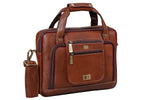 BRAND LEATHER Laptop Bag for Men - Genuine Leather Messenger Bag for Office - Fits up to 13 Inch Laptop -Brown Shoulder Bag