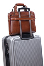 BRAND LEATHER Laptop Bag for Men - Genuine Leather Messenger Bag for Office - Fits up to 13 Inch Laptop -Brown Shoulder Bag