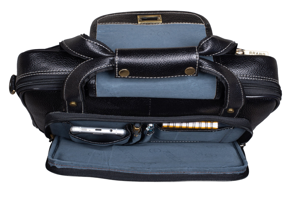 BRAND LEATHER Laptop Bag for Men - Genuine Leather Messenger Bag for Office - Fits up to 13 Inch Laptop -Brown Shoulder Bag