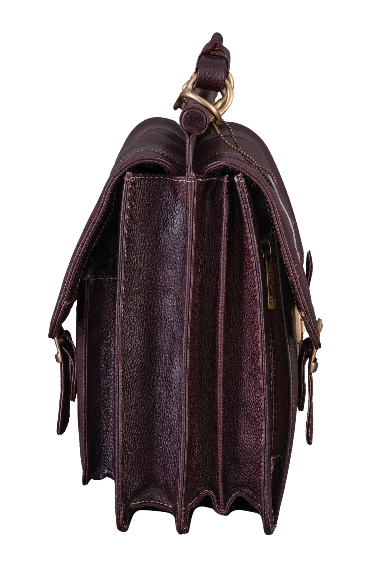 BRAND LEATHER Genuine Leather Laptop Bag for Men/Office Bag for Men, Brown | Fits Upto 16 Inch Laptop/MacBook | Handbags with Shoulder Straps | Leather Bag for Men | Trolley Strap in Laptop Bag