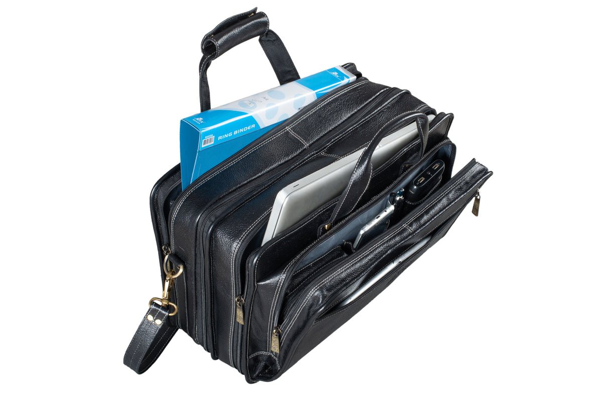 Genuine Leather 16 Inch Full Expandable Laptop Messenger Bag