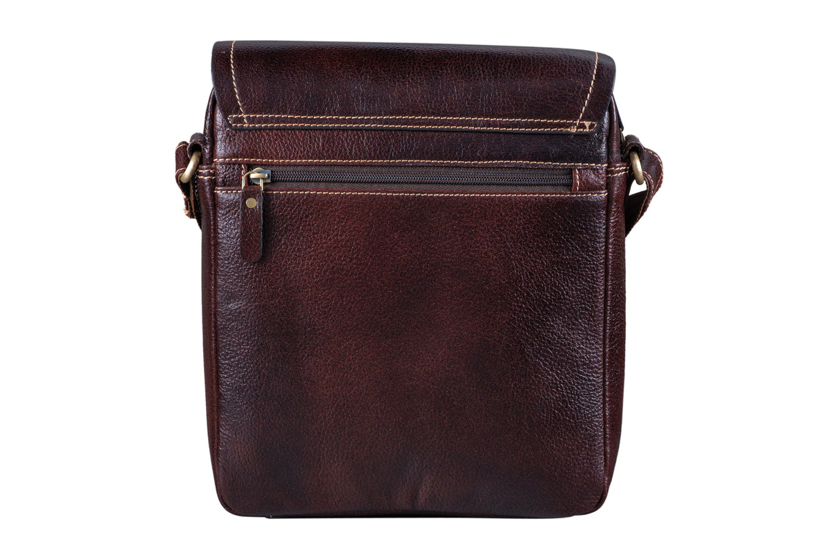 BRAND LEATHER Genuine Leather Sling Bag for Men - Crossbody One Side Bag with Multiple Pockets, Adjustable Shoulder Straps - Messenger Bag Ideal for Travel and Office Use, 1-Year Warranty