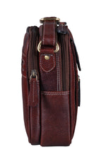 BRAND LEATHER Bombay Brown Leather Cross Body Sling Bag For Unisex