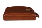 BRAND LEATHER Genuine Leather Briefcase For Men With Single Combination Lock