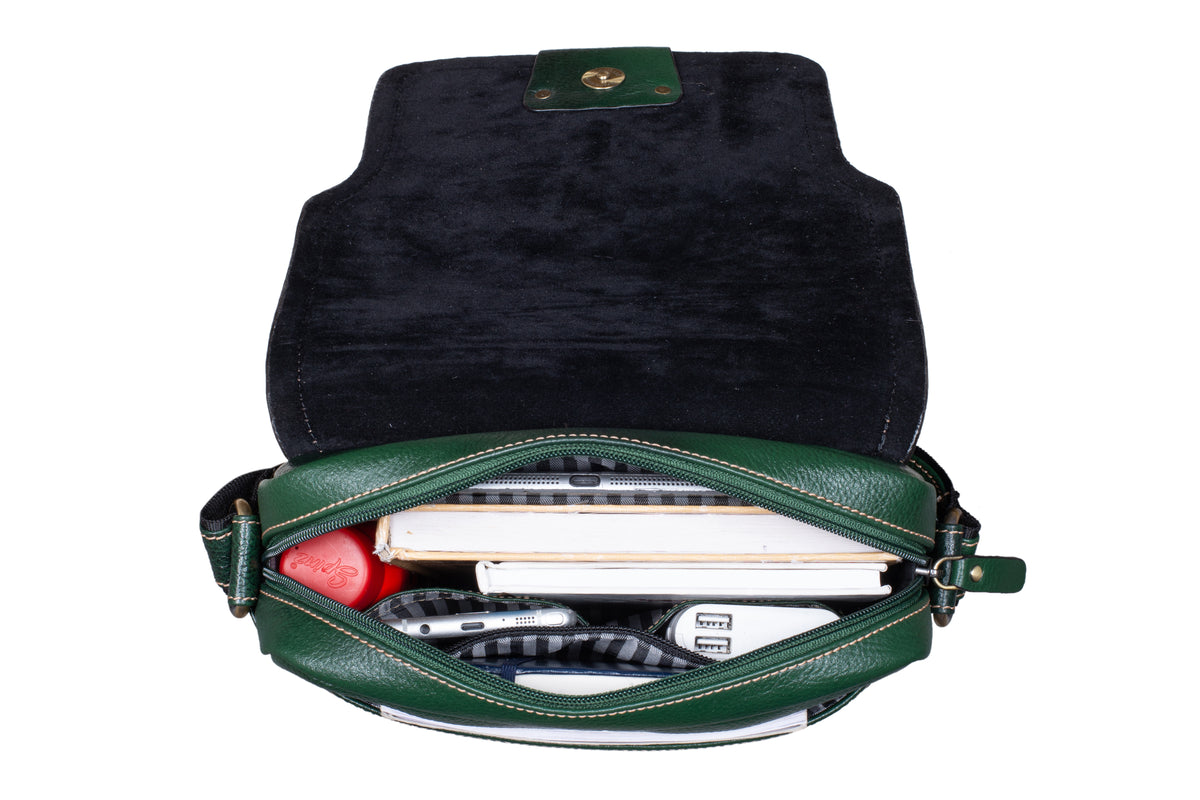 BRAND LEATHER Genuine Leather Sling Bag for Men - Crossbody One Side Bag with Multiple Pockets, Adjustable Shoulder Straps - Messenger Bag Ideal for Travel and Office Use, 1-Year Warranty