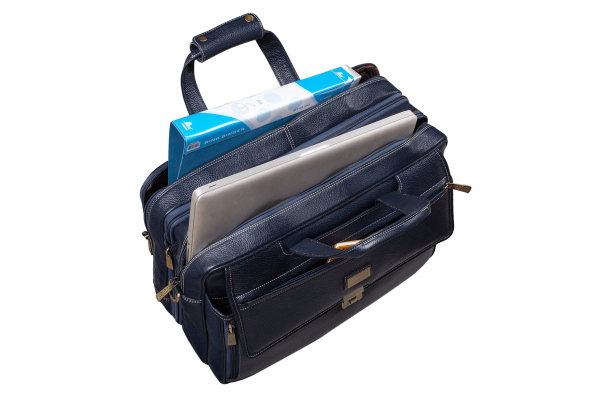 17 inch Genuine Leather Laptop Messenger Bag with Full Expandable With 360 Days Warranty