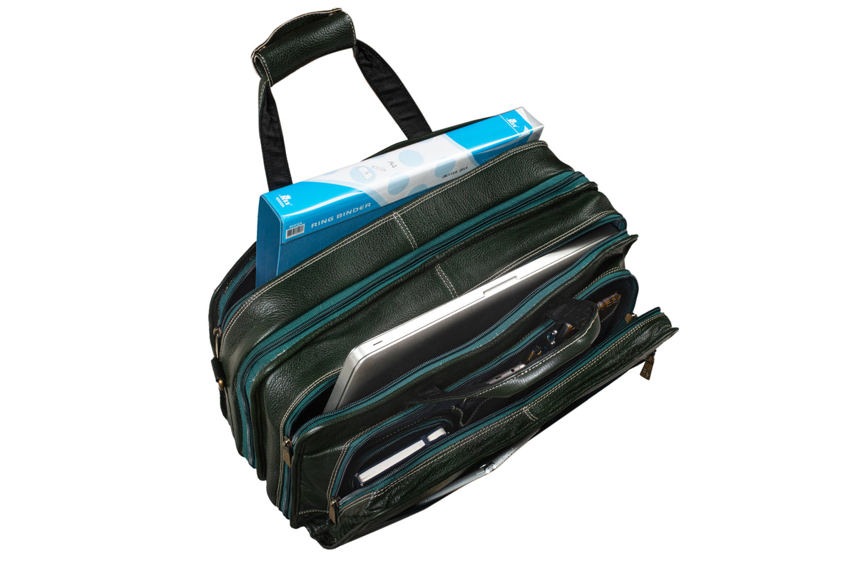 Genuine Leather 16 Inch Full Expandable Laptop Messenger Bag