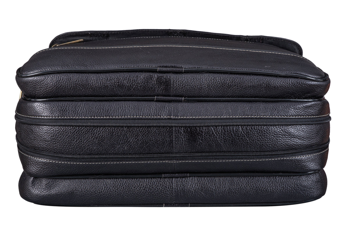 Genuine Leather 16 inch Expandable Laptop Messenger Bag with 360 Days Warranty