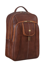 BRAND LEATHER Men's Full Grain Cow Hide Leather 17 Inch Laptop Backpack Large Capacity Weekender Overnight Camping Travel Rucksack