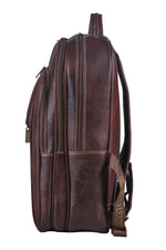 BRAND LEATHER Men's Full Grain Cow Hide Leather 17 Inch Laptop Backpack Large Capacity Weekender Overnight Camping Travel Rucksack