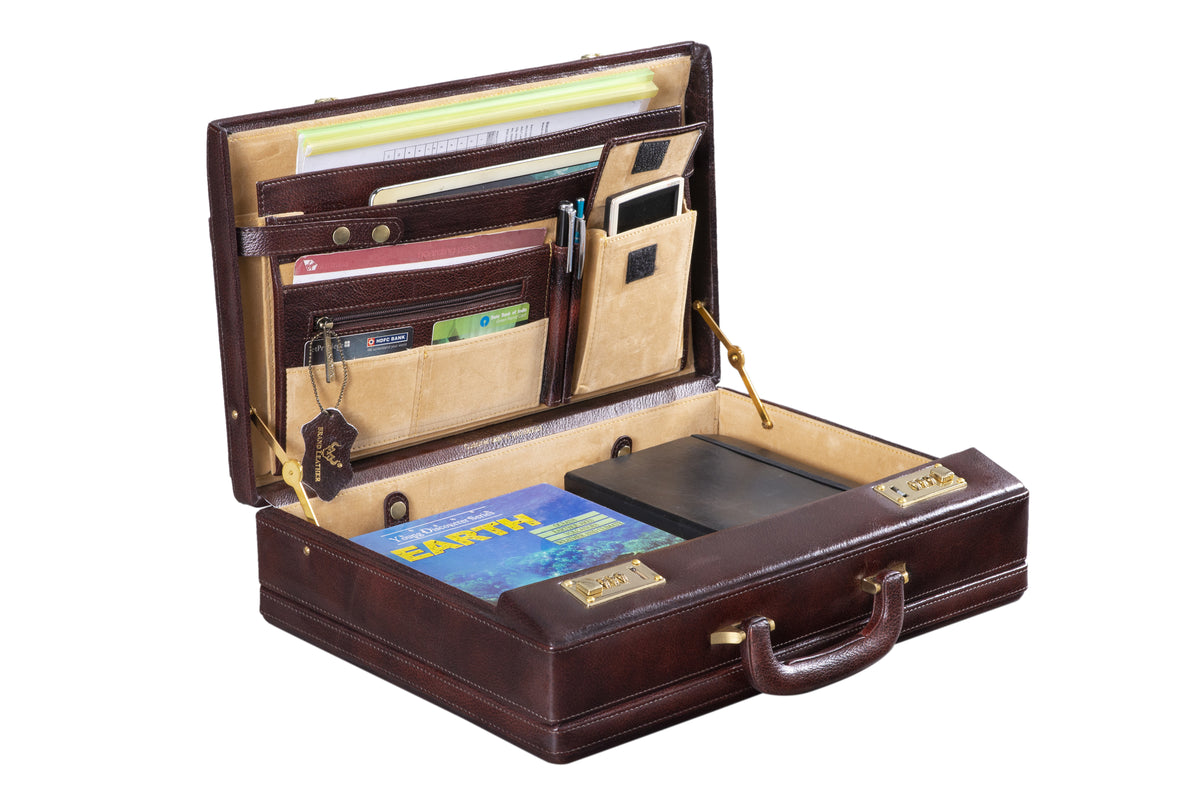 BRAND LEATHER Genuine Leather 20 L, 25 L, 30 L Briefcase For Men Use For Office|Business|Travel