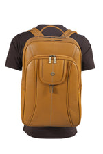 BRAND LEATHER Men's Full Grain Cow Hide Leather 17 Inch Laptop Backpack Large Capacity Weekender Overnight Camping Travel Rucksack