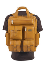 BRAND LEATHER Full Grain Buffalo - Hide Leather Backpack Large Capacity 15/15.6/16/17 Inch Laptop Bag Multi Pockets Travel Daypack