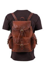 BRAND LEATHER Genuine Leather 15.6 inch Laptop Backpack Casual Daypack for Travel Business Outdoor and More Unisex