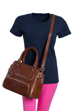 BRAND LEATHER Women's Genuine Leather Handbags Shoulder Bag Satchel Designer Ladies Purse Crossbody Bags With Golden Metal Zipper