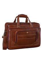 Genuine Leather Laptop Bag for Men - Office Bag, Brown - Fits Up to 16-inch Laptop/MacBook - Shoulder Bag/Hand Bag