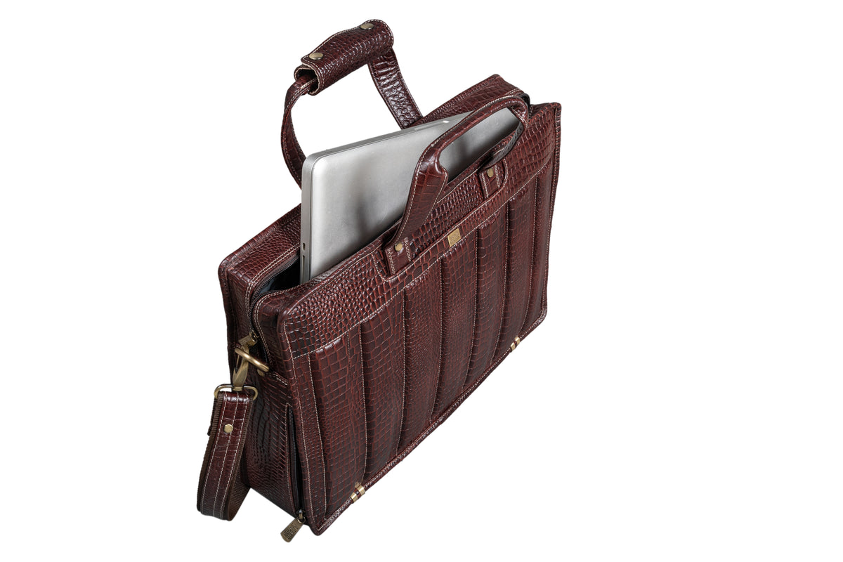 Genuine Leather Laptop Bag for Men - Office Bag, Brown - Fits Up to 14/15.6/16 Inch Laptop/MacBook - Laptop Messenger Bag/Side Shoulder Bag with Adjustable Strap - 1 Year Warranty