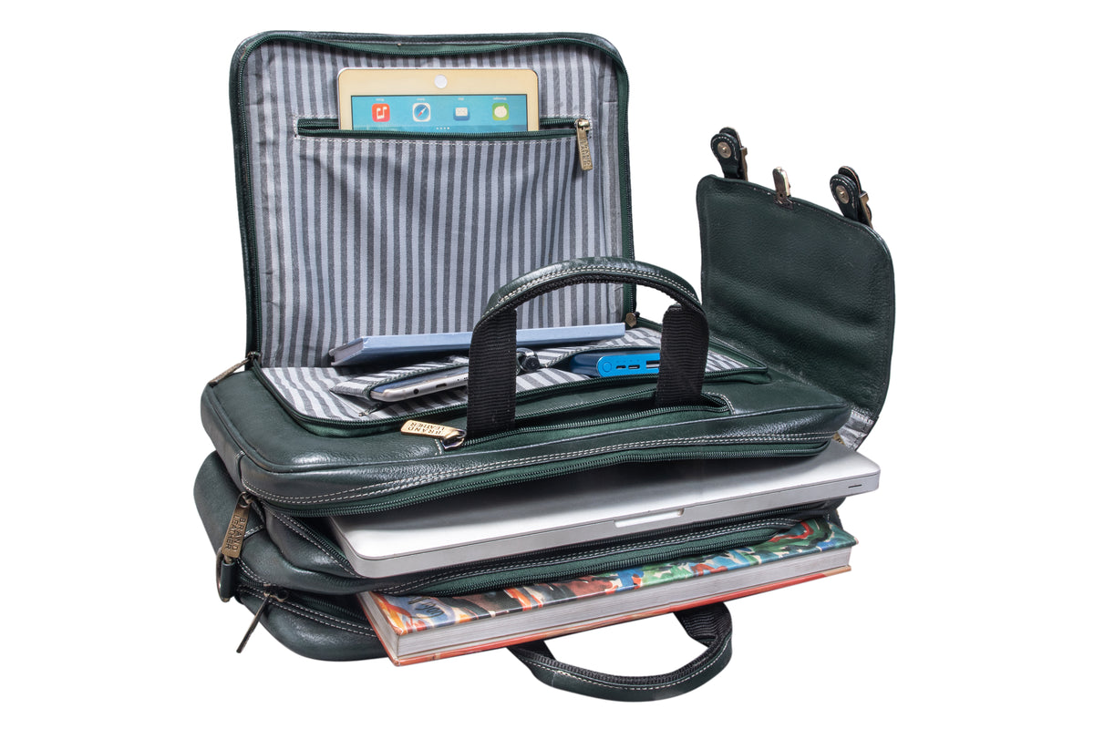 Genuine Leather Convertible Backpack 16 Inch Laptop Messenger Bag Multi-Functional Business Briefcase for Men & Women
