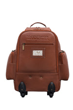 BRAND LEATHER Rolling Backpack Wheeled Laptop Backpack for Travel, Trolley Luggage Suitcase Compact Business Bag Student Laptop Bag for Men Women