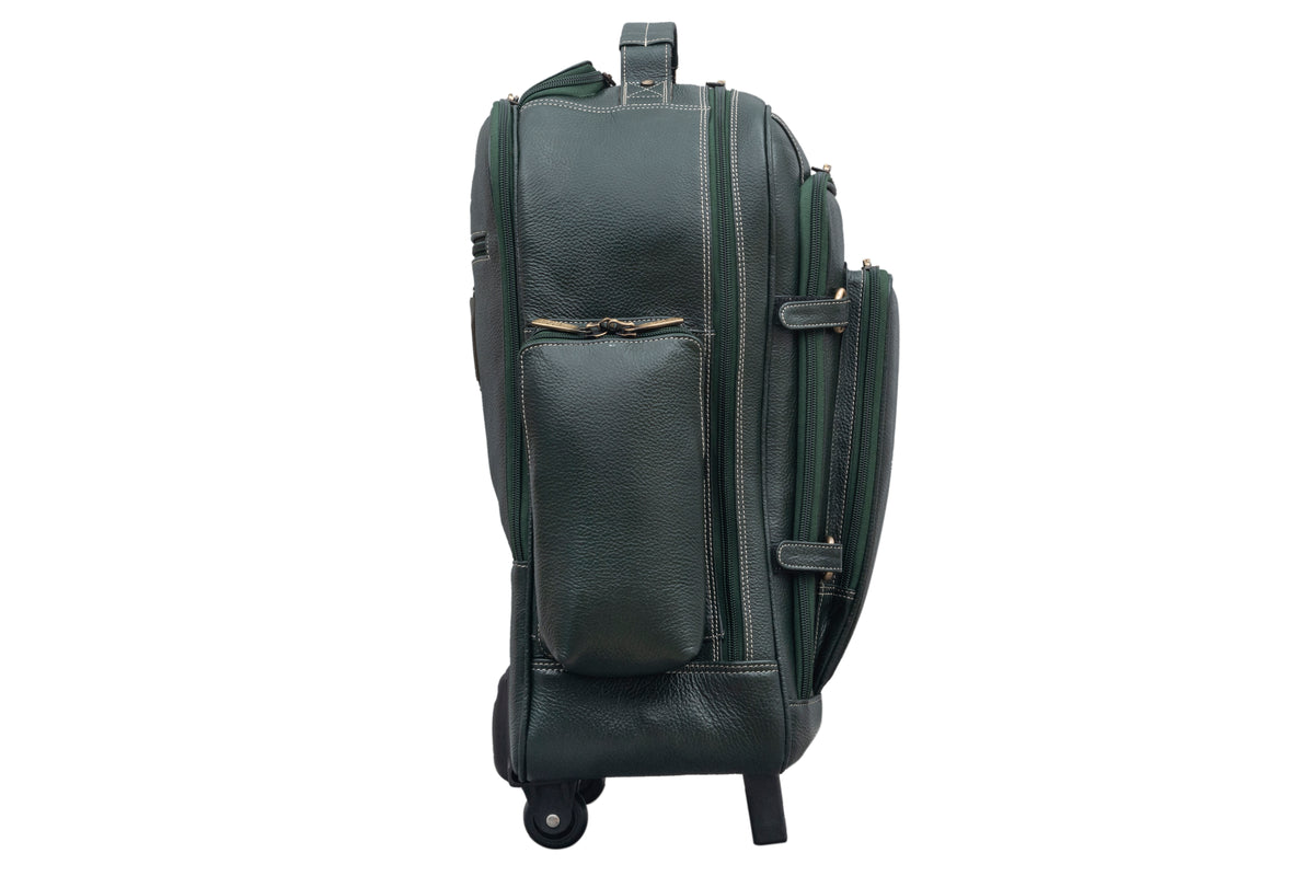 BRAND LEATHER Rolling Backpack Wheeled Laptop Backpack for Travel, Trolley Luggage Suitcase Compact Business Bag Student Laptop Bag for Men Women