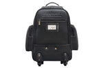 BRAND LEATHER Rolling Backpack Wheeled Laptop Backpack for Travel, Trolley Luggage Suitcase Compact Business Bag Student Laptop Bag for Men Women