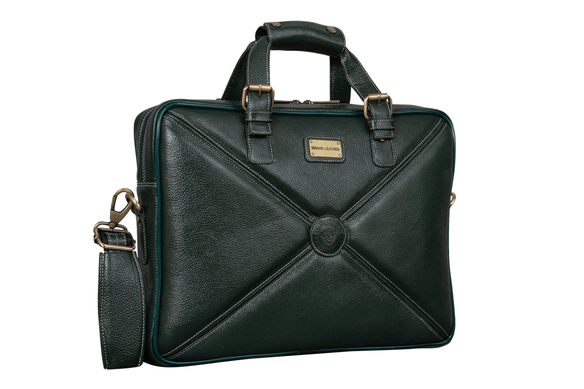 BRAND LEATHER Laptop Bag for Men - Genuine Leather Messenger Bag for Office - Fits up to 16 Inch Laptop -Brown Shoulder Bag with Multiple Compartments - Executive Leather Bag for Work and Travel