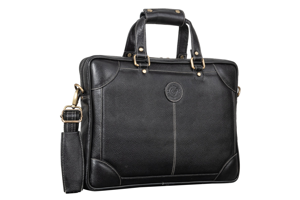BRAND LEATHER Laptop Bag for Men - Genuine Leather Messenger Bag for Office - Fits up to 16 Inch Laptop -Brown Shoulder Bag with Multiple Compartments - Executive Leather Bag for Work and Travel