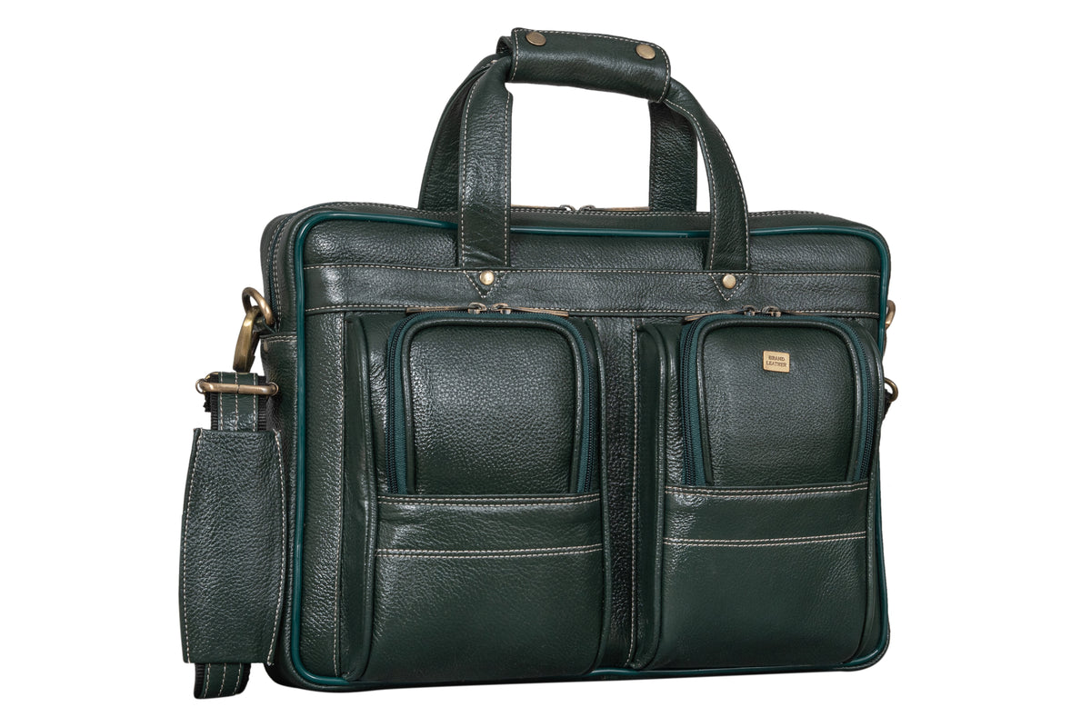 BRAND LEATHER Genuine Leather Laptop Bag for Men - Office Bag, Brown - Fits Up to 14/15.6/16 Inch Laptop/MacBook - Laptop Messenger Bag/Side Shoulder Bag with Adjustable Strap - 1 Year Warranty