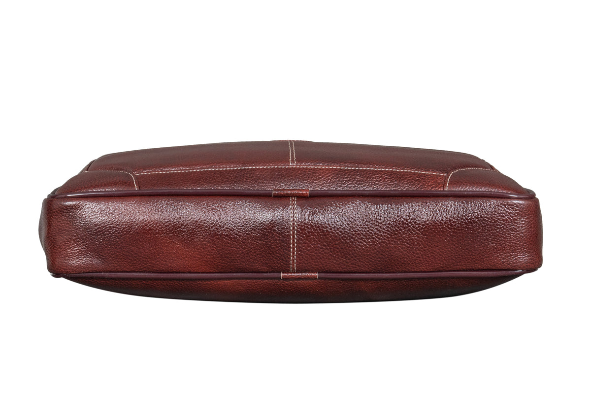 BRAND LEATHER Laptop Bag for Men - Genuine Leather Messenger Bag for Office - Fits up to 16 Inch Laptop -Brown Shoulder Bag with Multiple Compartments - Executive Leather Bag for Work and Travel