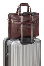 BRAND LEATHER Laptop Bag for Men - Genuine Leather Messenger Bag for Office - Fits up to 16 Inch Laptop -Brown Shoulder Bag with Multiple Compartments - Executive Leather Bag for Work and Travel