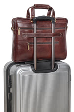 BRAND LEATHER Laptop Bag for Men - Genuine Leather Messenger Bag for Office - Fits up to 16 Inch Laptop -Brown Shoulder Bag with Multiple Compartments - Executive Leather Bag for Work and Travel