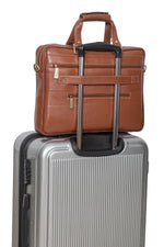 BRAND LEATHER Laptop Bag for Men - Genuine Leather Messenger Bag for Office - Fits up to 16 Inch Laptop -Brown Shoulder Bag with Multiple Compartments - Executive Leather Bag for Work and Travel