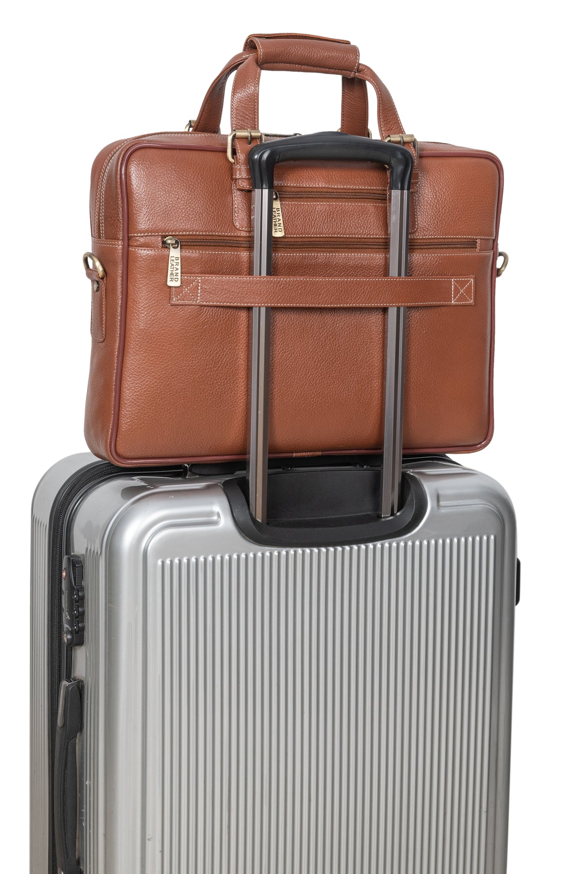 BRAND LEATHER Laptop Bag for Men - Genuine Leather Messenger Bag for Office - Fits up to 16 Inch Laptop -Brown Shoulder Bag with Multiple Compartments - Executive Leather Bag for Work and Travel