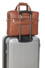 BRAND LEATHER Laptop Bag for Men - Genuine Leather Messenger Bag for Office - Fits up to 16 Inch Laptop -Brown Shoulder Bag with Multiple Compartments - Executive Leather Bag for Work and Travel