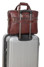 BRAND LEATHER Laptop Bag for Men - Genuine Leather Messenger Bag for Office - Fits up to 16 Inch Laptop -Brown Shoulder Bag with Multiple Compartments - Executive Leather Bag for Work and Travel