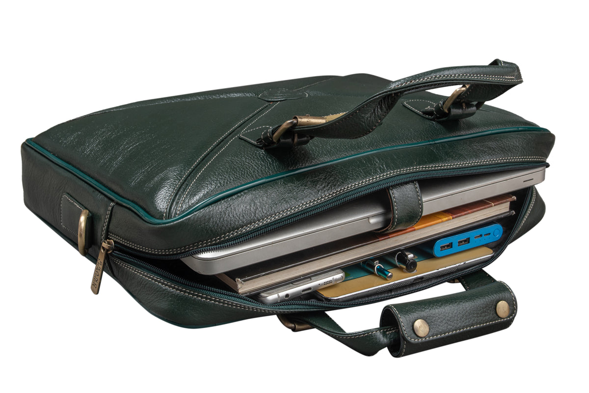 BRAND LEATHER Laptop Bag for Men - Genuine Leather Messenger Bag for Office - Fits up to 16 Inch Laptop -Brown Shoulder Bag with Multiple Compartments - Executive Leather Bag for Work and Travel