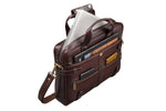 BRAND LEATHER Laptop Bag for Men - Genuine Leather Messenger Bag for Office - Fits up to 16 Inch Laptop -Brown Shoulder Bag with Multiple Compartments - Executive Leather Bag for Work and Travel