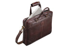BRAND LEATHER Laptop Bag for Men - Genuine Leather Messenger Bag for Office - Fits up to 16 Inch Laptop -Brown Shoulder Bag with Multiple Compartments - Executive Leather Bag for Work and Travel