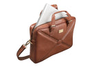 BRAND LEATHER Laptop Bag for Men - Genuine Leather Messenger Bag for Office - Fits up to 16 Inch Laptop -Brown Shoulder Bag with Multiple Compartments - Executive Leather Bag for Work and Travel